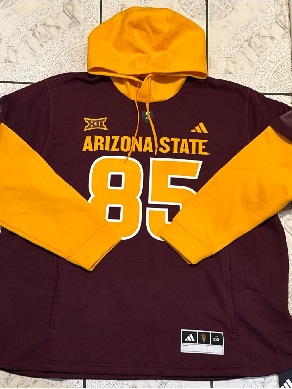 New Adidas Arizona State Sun Devils Football Jersey Hoodie Men’s Size 3XL JX8094